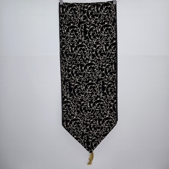 Table Runner Black & Gold Swirl Elegant Home Holiday Christmas Decor 13 x 71 - Picture 8 of 8